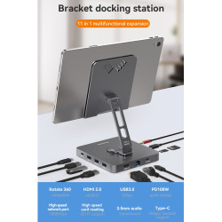 DOCK USB-C 11 EN 1 CON SOPORTE TABLET