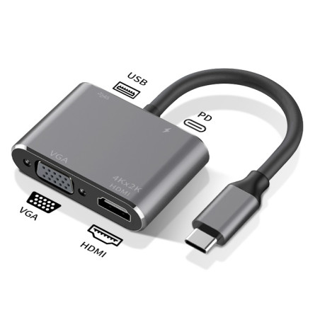 DOCK USB-C 3.1 (M) - MULTIPUERTO 4 EN 1 HDMI+VGA+U