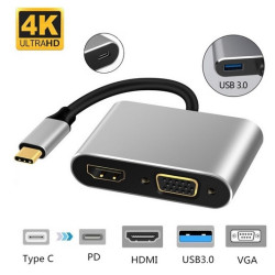 DOCK USB-C 3.1 (M) - MULTIPUERTO 4 EN 1 HDMI+VGA+U