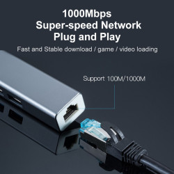 HUB USB-C 3.2 Gen 1 - 3 X USB-A (H) + RJ45 Gigab