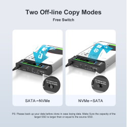 BASE CLONADORA REVERSIBLE M.2 NVME - SATA 2.5/3.5"