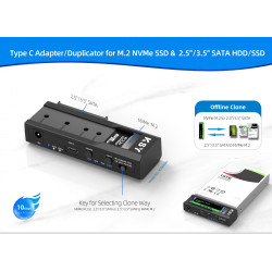 BASE CLONADORA REVERSIBLE M.2 NVME - SATA 2.5/3.5"