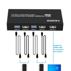 KVM SWITCH COMPACTO 2X1 HDMI + USB + AUDIO 8K
