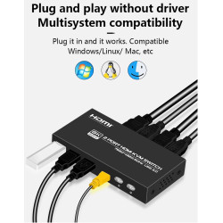 KVM SWITCH COMPACTO 2X1 HDMI + USB + AUDIO 8K