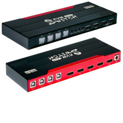 KVM SWITCH COMPACTO 4X1 HDMI v2.0 / USB  + 1 X USB