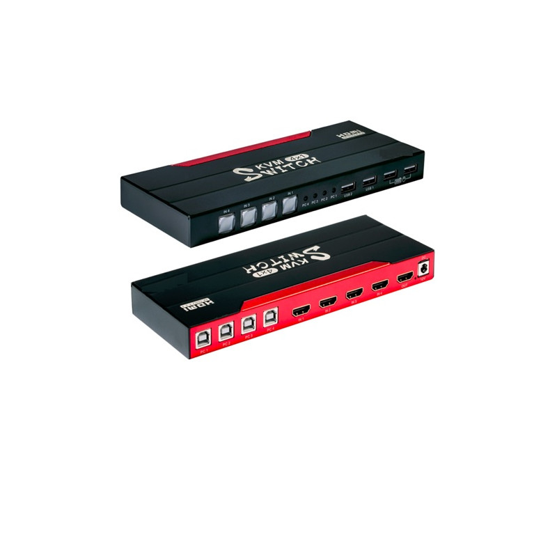 KVM SWITCH 4 X 1 HDMI v2.0 / USB  + 1 X USB
