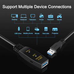 CABLE USB 3.0 AMPLIFICADOR  15M TIPO A(M)- A(H)