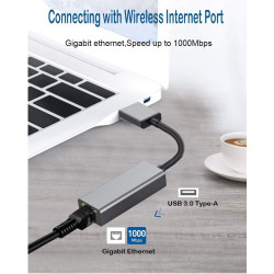 CONVERSOR USB-A 3.0 (M) -  RJ45 GIGABIT 0.15m