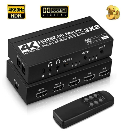 CONMUTADOR AUTOMATICO MATRIX 3 PC X 2 MONIT. HDMI