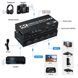 CONMUTADOR AUTOMATICO MATRIX 3 PC X 2 MONIT. HDMI