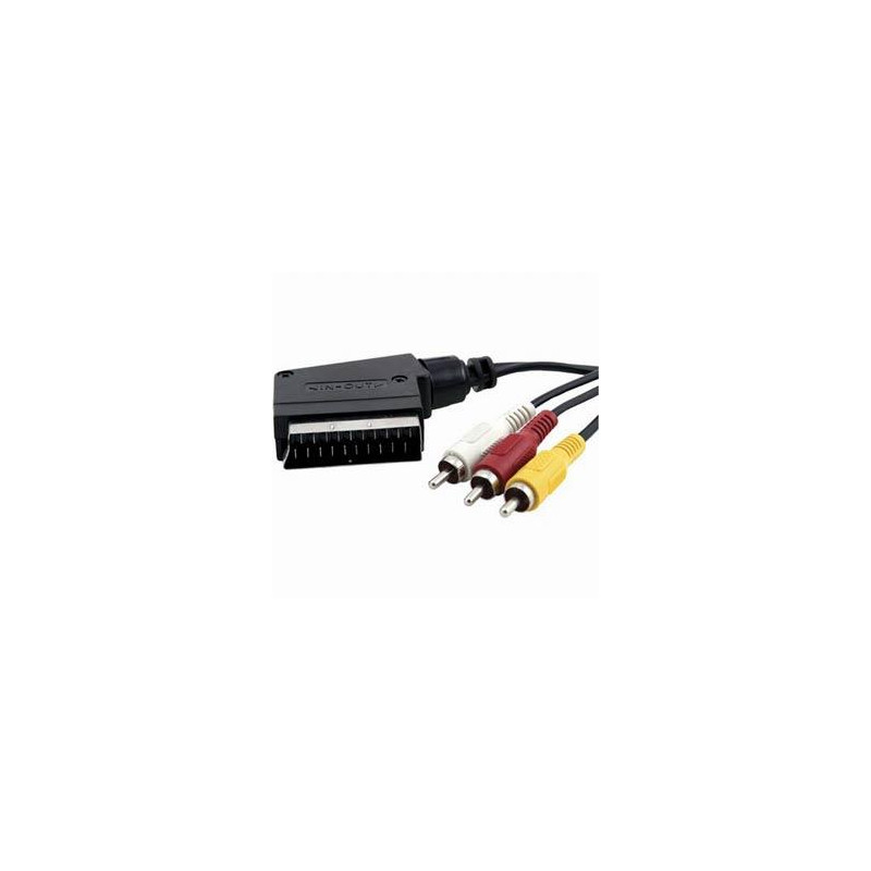 CABLE VIDEO EUROCONECTOR A 3RCA MACHO 1.5Mts