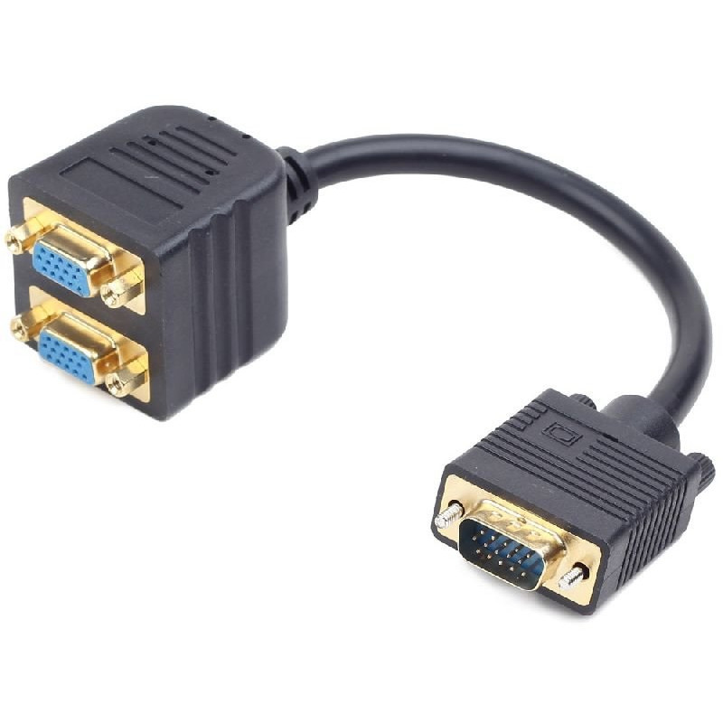 CABLE ADAPTADOR VGA 1 MACHO - 2 HEMBRAS 10CM