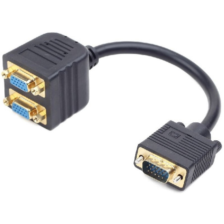 CABLE ADAPTADOR VGA 1 MACHO - 2 HEMBRAS 10CM