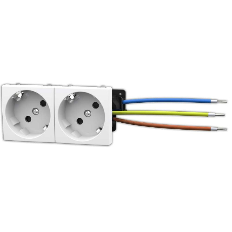 MODULO FRONTAL 45 X 45 2 SCHUKO BLANC PERFIL CM-PS
