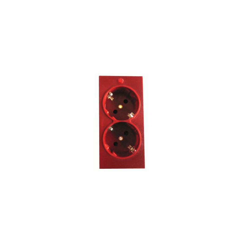 MODULO FRONTAL 45 X 45 2 SCHUKO ROJO CAJA MODUL