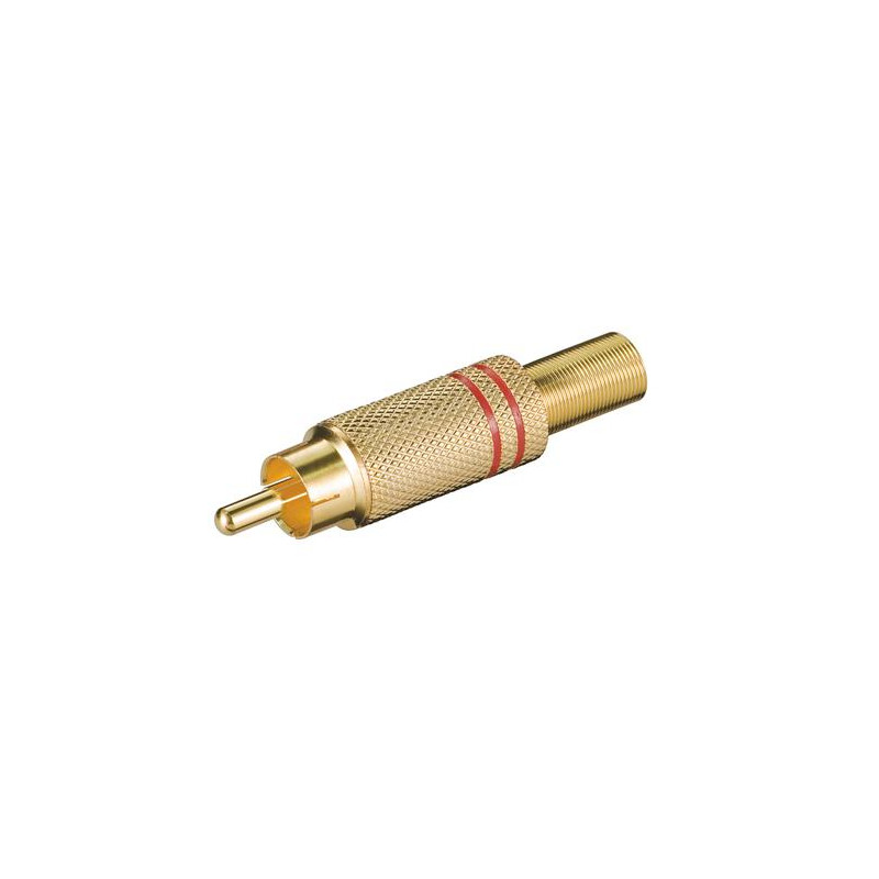 CONECTOR RCA MACHO ALTA CALIDAD DORADO ROJO