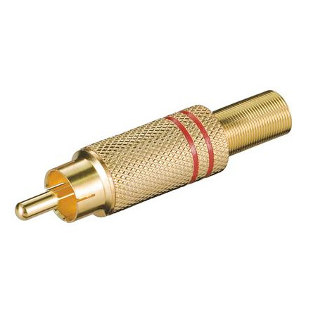 CONECTOR RCA MACHO ALTA CALIDAD DORADO ROJO