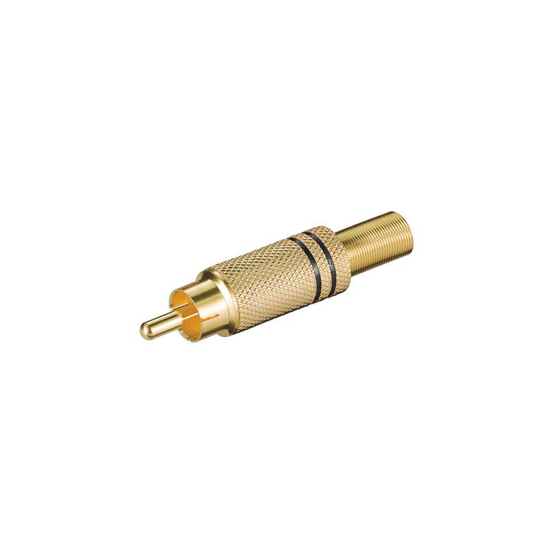 CONECTOR RCA MACHO ALTA CALIDAD DORADO NEGRO