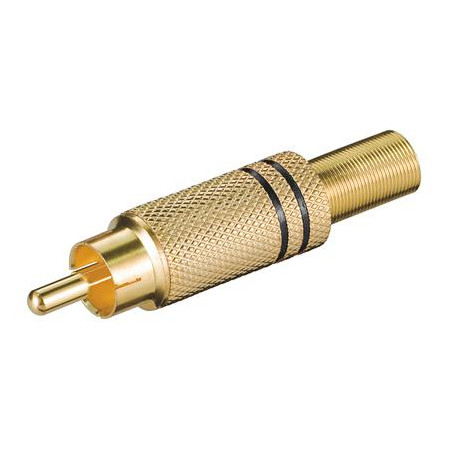 CONECTOR RCA MACHO ALTA CALIDAD DORADO NEGRO