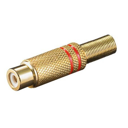 CONECTOR RCA HEMBRA ALTA CALIDAD DORADO ROJO