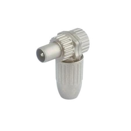 CONECTOR CABLE ANTENA TV (TDT) METAL ACODADO (M)