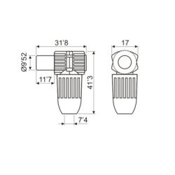 CONECTOR CABLE ANTENA TV (TDT) METAL ACODADO (M)