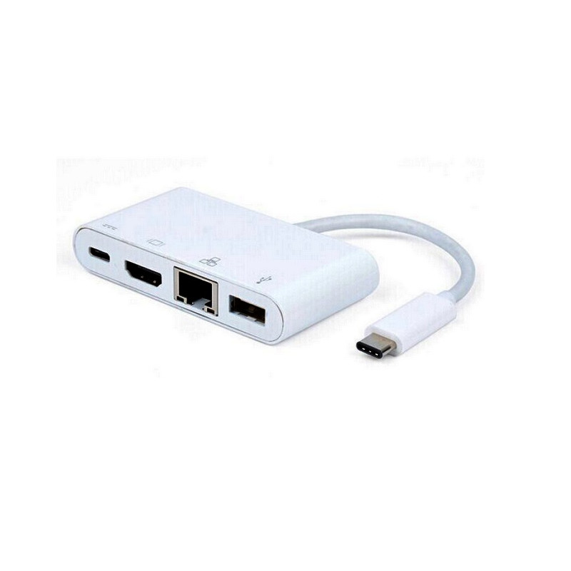 CONVERSOR USB-C 3.1 (M) - HDMI+ RJ45 + USB 3.0 +PW