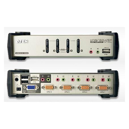 KVM SWITCH SOBREMESA 4X1 PS/2 - USB AUDIO+OSD+HUB
