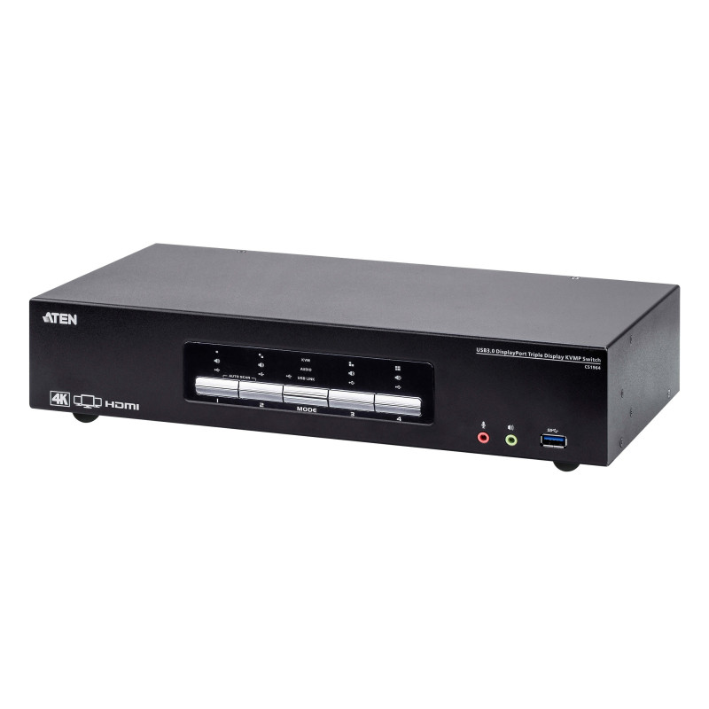 KVM SWITCH 4 X 1 DP - USB 3.0 4K TRIPLE DISPLAY