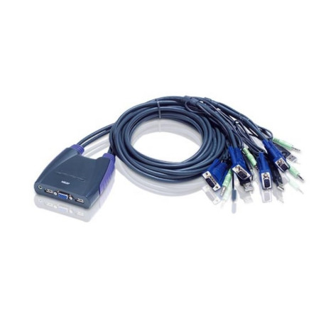 KVM SWITCH COMPACTO 4X1 USB CON AUDIO (CS64US)