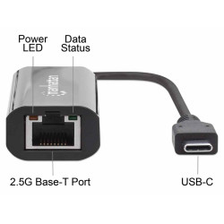 CONVERSOR USB-C  3.1 (M) - RJ45 2.5Gbps  NEGRO