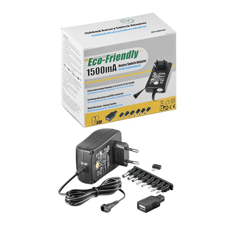 ALIMENTADOR UNIVERSAL REG. 3 - 12V 6 TOMAS 18W 1.5