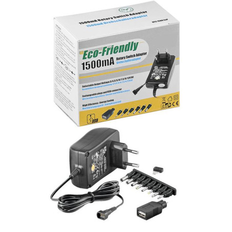 ALIMENTADOR UNIVERSAL REG. 3 - 12V 6 TOMAS 18W 1.5