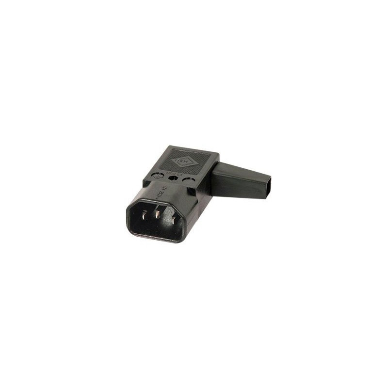 CONECTOR MACHO IEC 14 ACODADO IZQUIERDA