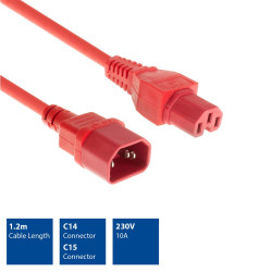 CABLE DE ALIMENTACION CPU C14 M - C15 H 1.2M ROJO