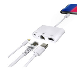 CONVERSOR LIGHTNING - RJ45 + USB 2.0 + LIGHTNING H