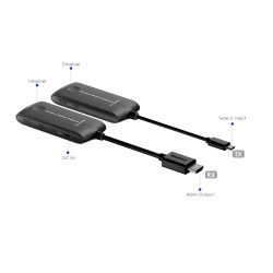 VIDEO EXTENDER USB-C - HDMI INALAMBRICO 4K 20m