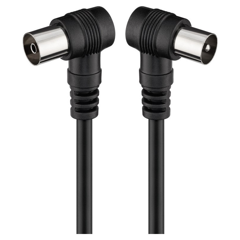 CABLE ANTENA TV 2.5Mts M - H 75Ohm. 2X 90º NEGRO