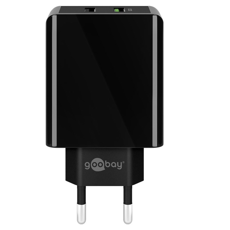 ALIMENTADOR USB-A 28W QC3.0 2 PUERTOS NEGRO