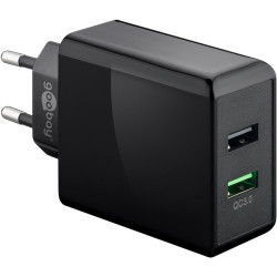 ALIMENTADOR USB-A 28W QC3.0 2 PUERTOS NEGRO
