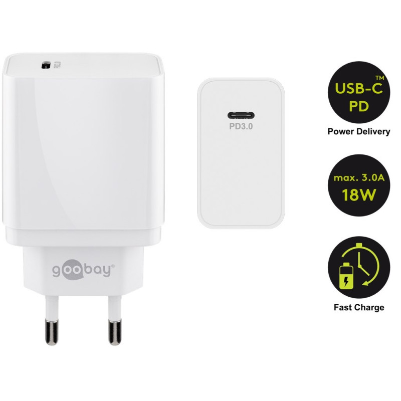 ALIMENTADOR USB-C 18W 240V -  3A max BLA