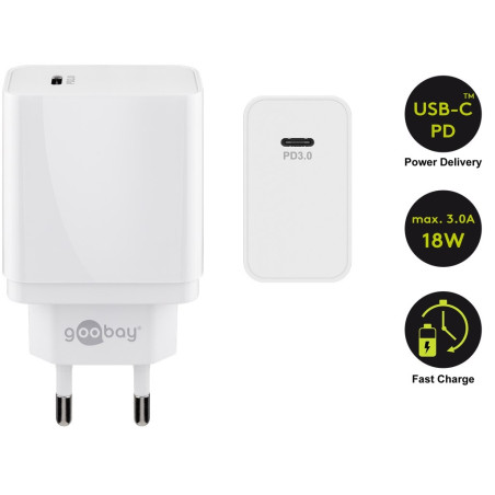 ALIMENTADOR USB-C 18W 240V -  3A max BLA