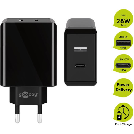 ALIMENTADOR USB-C 28W 240V - 3A max NEGRO