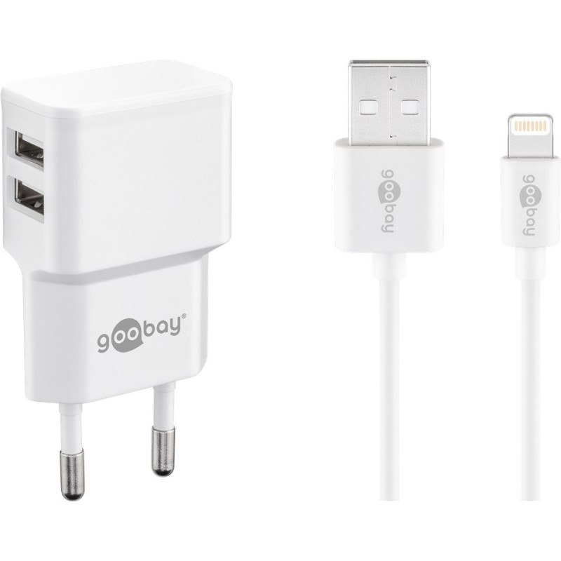 ALIMENTADOR USB-A 12W 5V 2.4A LIGHTNING + CABLE