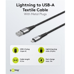 CABLE SINCRONIZACION + CARGA LIGHTNING USB MFi 1M
